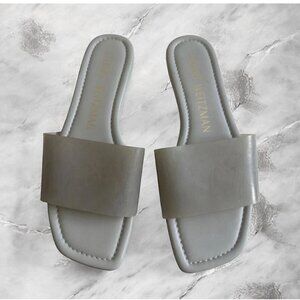 STUART WEITZMAN Light Gray Slide Flats Sandals Size 7